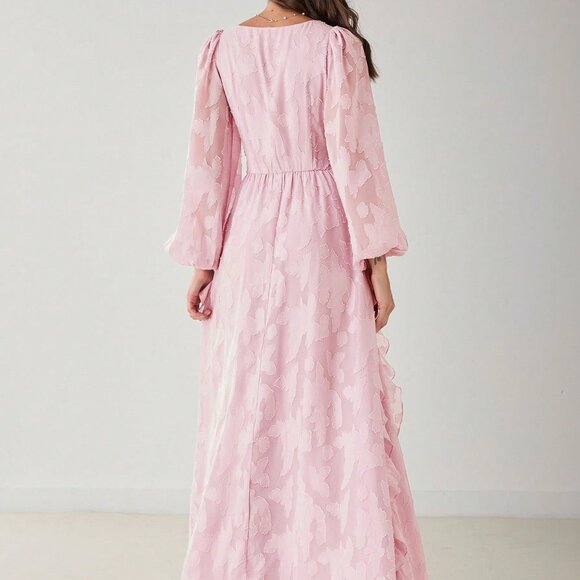 Pink Elegant Women's Romantic Pastel Maxi Dress - Picture 2 of 8